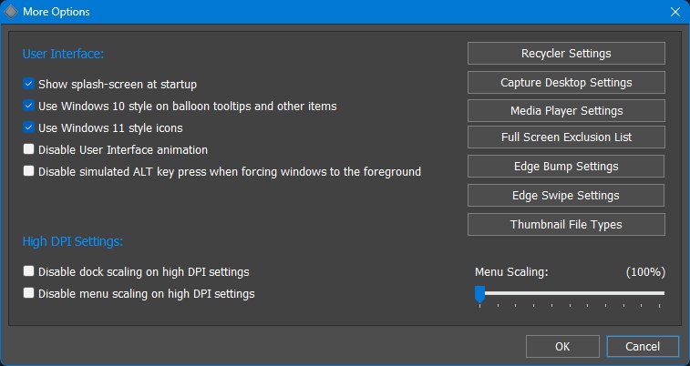 General More Options dialog