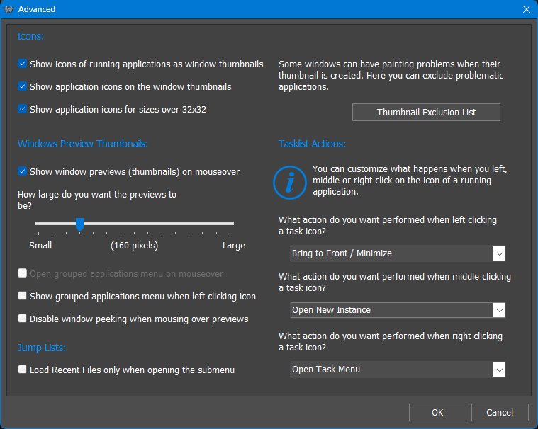 Advanced Tasks settings