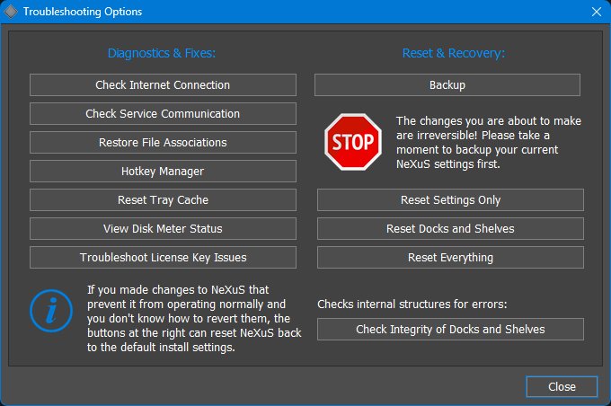 Troubleshooting options