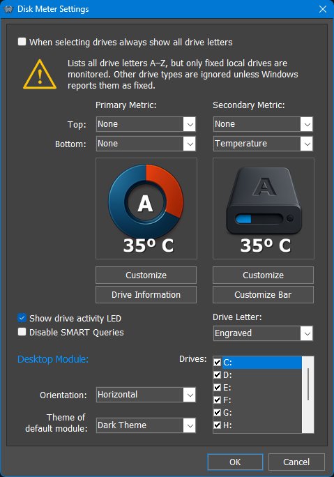 Disk Meter settings